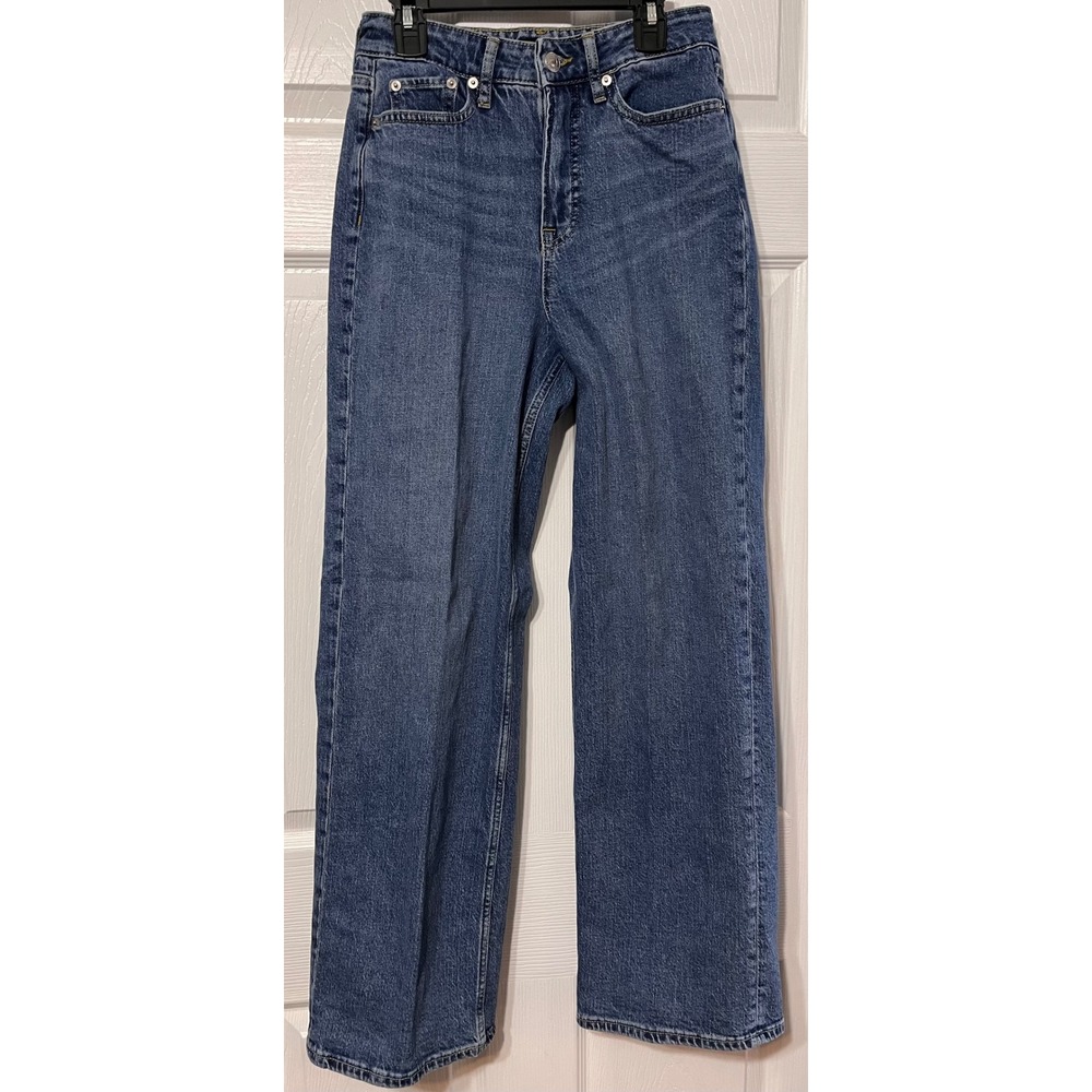 Free Assembly‎ Women High Waisted Wide Leg Jeans Medium Wash Blue Size 2 (25x29)